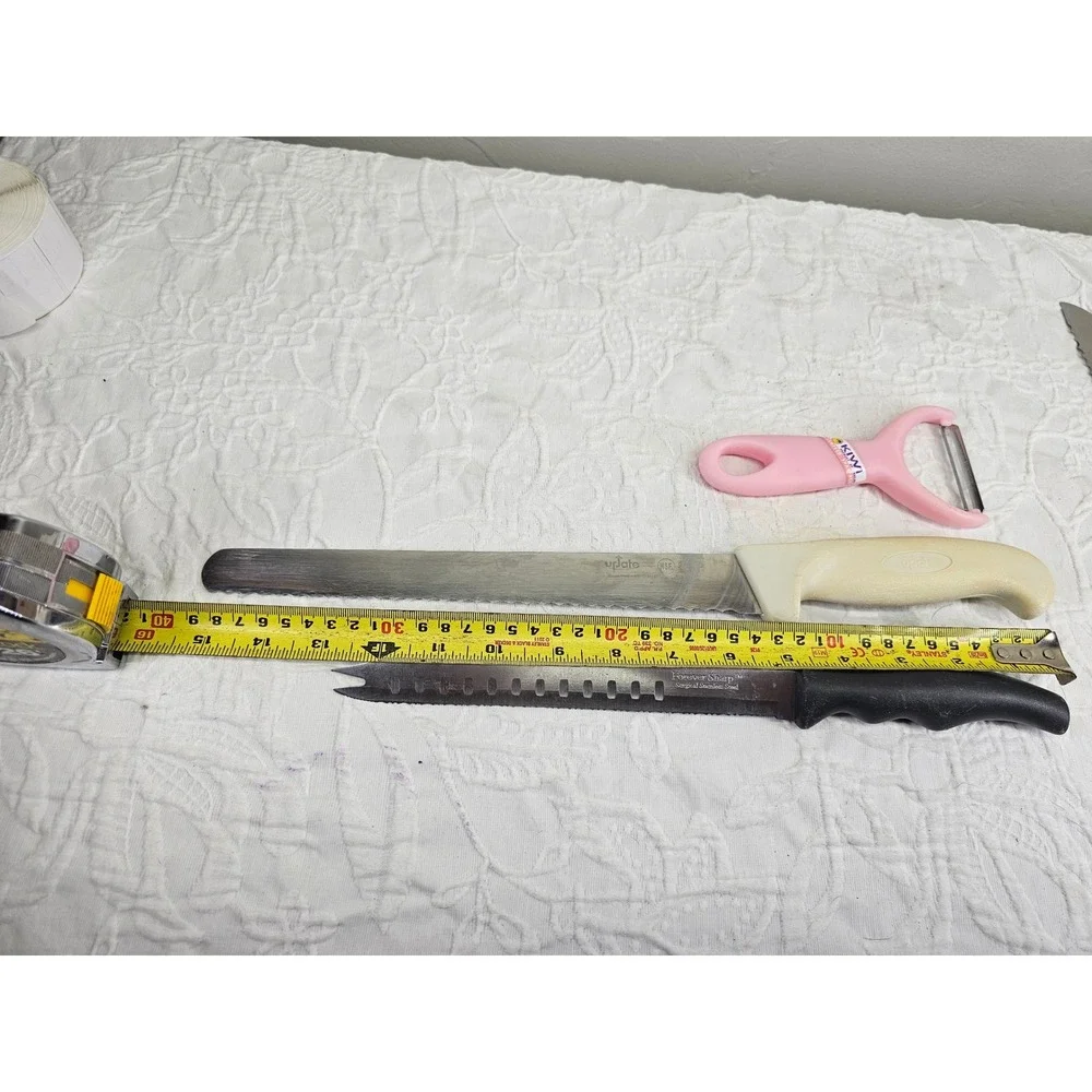 Forever Sharp Update Kiwi Knife Peeler Set 3pc Pink Black Cream Good Serrated